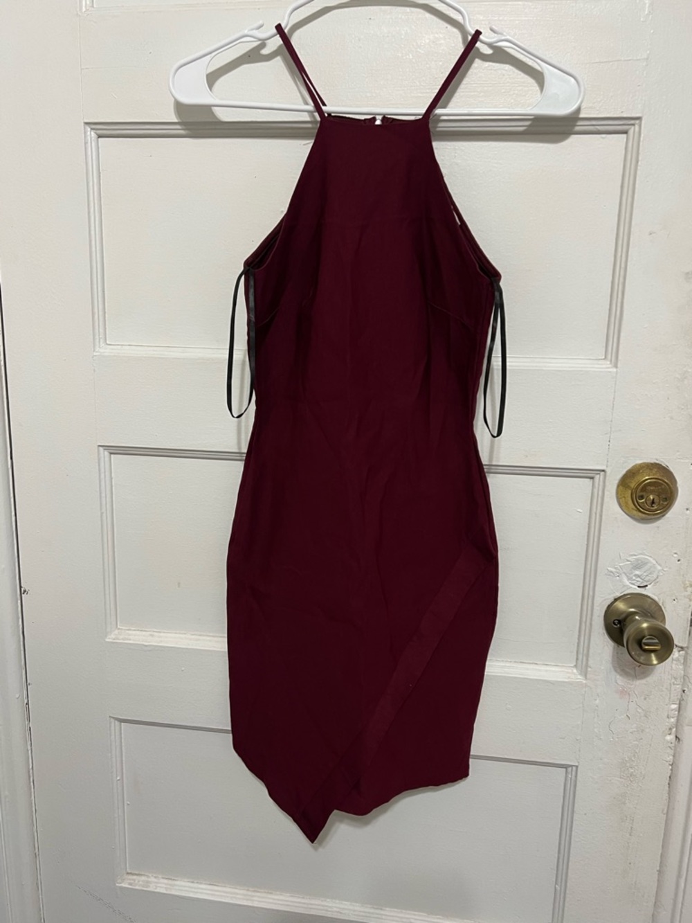 a'gaci Wine Halter Midi Dress